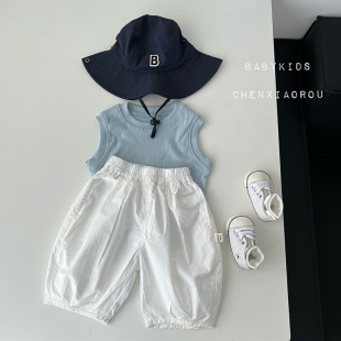 2026男女宝宝夏装裤子婴幼儿童夏季薄款白色防蚊九分裤凉快休闲裤