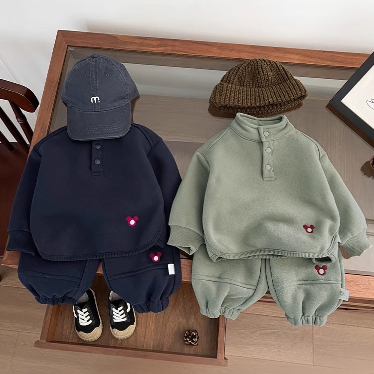 宝宝冬季运动套装婴幼儿加厚保暖长袖卫衣裤子两件套潮范洋气衣服