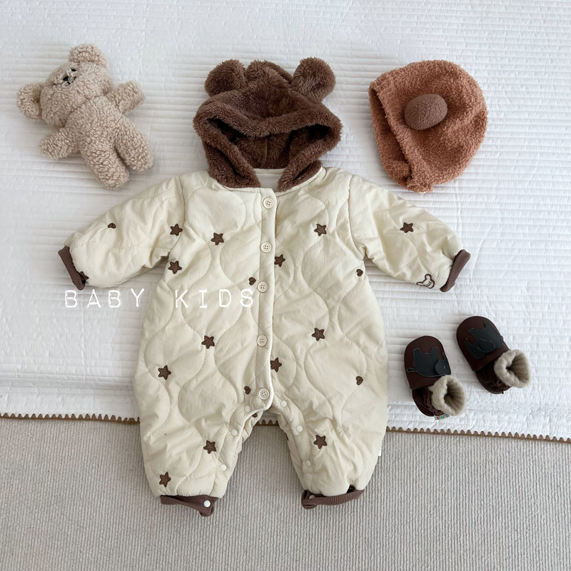 单排扣长爬冬季洋气连体衣