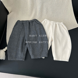 小童宽松洋气加绒外出长裤 男童休闲弯刀裤 潮 子秋冬新款 男女宝宝裤