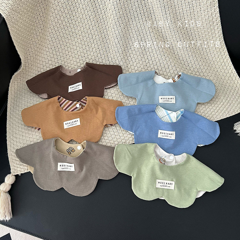 ins韩版小宝宝口水巾双面围兜花瓣防吐奶领子新生儿纯棉柔软围嘴