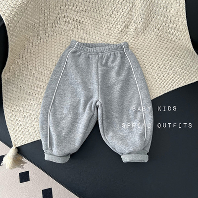 儿童秋冬裤子男女宝宝冬季加绒收脚运动裤婴幼儿外出保暖加厚卫裤