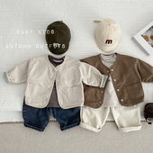 儿童韩版 男女宝宝宽松洋气外套婴幼儿两面穿格子夹克上衣 衣服秋装