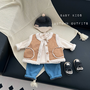 婴儿冬季马甲男女宝宝冬装毛毛外穿外套外出服保暖坎肩羊羔绒衣服
