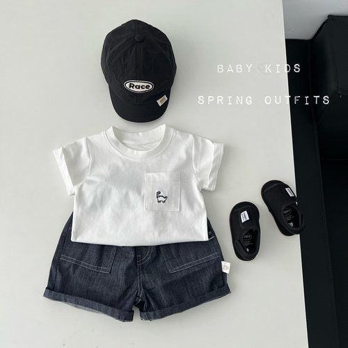 夏装婴幼儿衣服男女宝宝白色短袖T恤夏季百搭套头上衣打底衫潮范