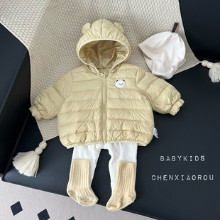 ins男女宝宝秋冬新款轻羽绒连帽外套婴幼儿冬季外出保暖羽绒服潮