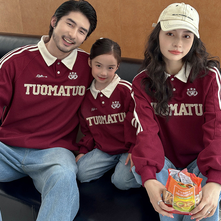 亲子装一家三口学院风宽松卫衣潮