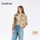 复古时尚 风衣外套341301 bebe秋季 系列女士双排扣短款 爆款 补单