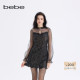 bebe2025秋冬新款 女士千金风圆领水滴镂空设计灯笼袖 连衣裙450006