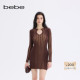 bebe2025秋冬新款 女含羊毛千金风针织连衣裙430912