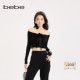 bebe2025秋季 新款 女士气质手工立体花胸针缀饰梭织上衣380107