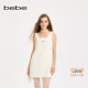 bebe2025秋季 新款 女士含三醋酯纤维插袋设计珠片花连衣裙350020