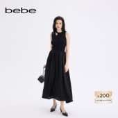 女士赫本风收腰显瘦圆领无袖 bebe2025秋季 新款 黑色连身裙330701