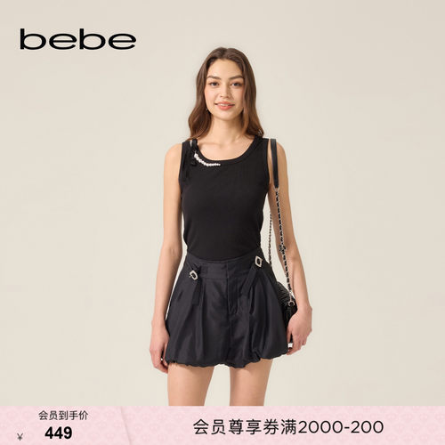 bebe2026夏季新款女士气质小香风含棉立体装饰背心281104