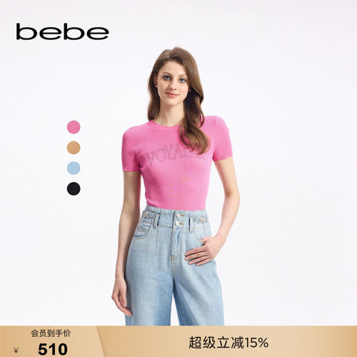 bebe秋季新款T恤针织上衣