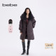bebe2025秋冬新款 女士气质优雅可拆卸毛领中长款 羽绒服403101