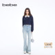 博主同款 bebe2026春季 新款 女士丹宁牛仔风微喇牛仔裤 111011