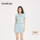 bebe2025秋季 新款 女士气质小香风粗花呢金属纽扣连衣裙350008