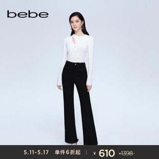 411003 长裤 系列女士高腰微喇弹力牛仔裤 bebe冬季