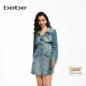 翻领长袖 bebe夏季 系列女士短款 牛仔外套上衣240309