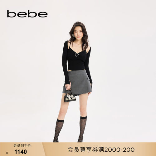 bebe女士含羊毛设计感不规则西装半身气质裤裙311505