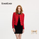 圆领花纱花呢夹克外套440306 女士红色短款 新年臻选 bebe冬季
