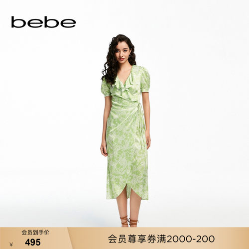 bebe夏季新款薄款印花连衣裙