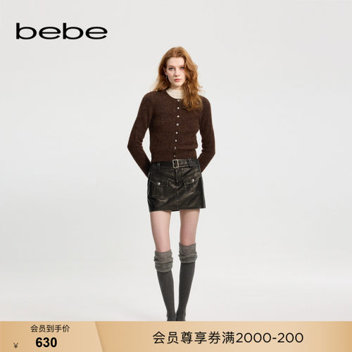 bebe冬季新款短款皮裙半身裙