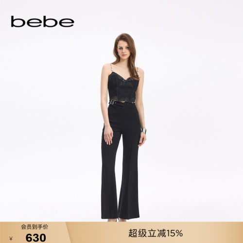 bebe秋季新款镂空西装喇叭长裤
