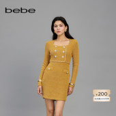 bebe春夏女士优雅时尚 长袖 肌理感针织连衣裙130906