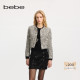bebe冬季 系列女士钉珠织带缀饰圆领箱型亮片花呢外套440317