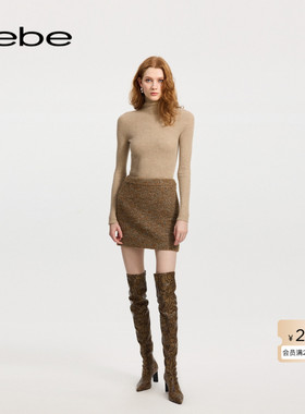 bebe冬季女士千金玛德琳短款针织呢半身裙420204