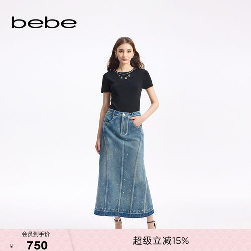 bebe秋季新款鱼尾牛仔半裙