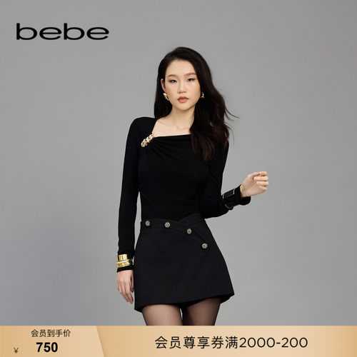 bebe春季新款肌理感梭织衫上衣