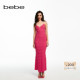 bebe夏季 系列女士气质镂空吊带肌理感针织连衣裙230901