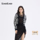 bebe2025秋冬新款 女士千金风斑马纹含羊毛羊驼毛针织开衫 430609
