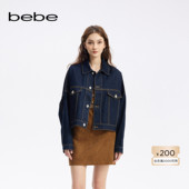 翻领长袖 bebe秋季 系列女士短款 牛仔外套340323