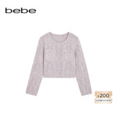 bebe2025夏季 230601 针织开衫 新款 女士纽扣缀饰长袖