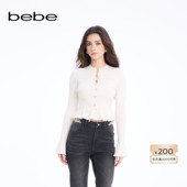 bebe2026春季 新款 女士气质风荷叶边镂空设计百搭针织上衣130512