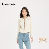 bebe2025秋季 新款 女士立体花不对称点缀优雅气质小香风外套340309