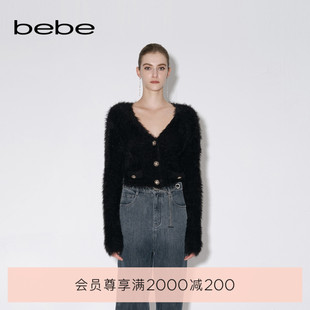 毛衣330608 bebe秋冬系列氣質V領純色針織開衫