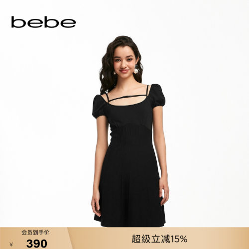 bebe夏季新款烫钻蝴蝶结连衣裙