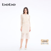 bebe2026春季 半身裙120101 中长款 新款 女士温柔气质风蕾丝修身