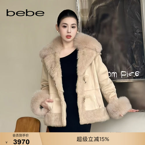 bebe女士高智千金风气质狐狸毛领外套402111