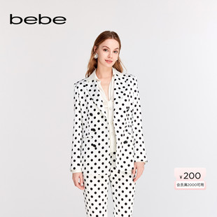 bebe女士时尚 外套140102 排扣设计黑色圆点图案西装