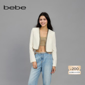 bebe春夏女士含羊毛立体刺绣金属链条粗花呢短款 外套140309