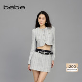 bebe春夏女士圆角下摆粗花呢经典 圆领短款 外套140310