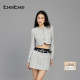 bebe春夏女士圆角下摆粗花呢经典 圆领短款 外套140310