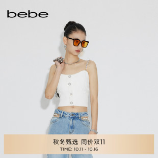 bebe春夏系列女士气质短款 延续 吊带针织上衣181204 经典