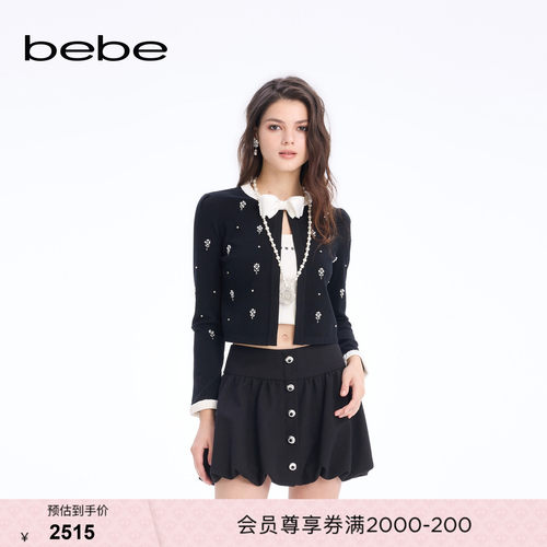 【宣璐同款】bebe2026春季新款女士高智感含羊毛针织开衫130611